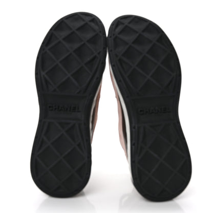 Chanel Suede Calfskin Nylon Grosgrain CC Sneakers 37.5 Light Pink 6 of 9