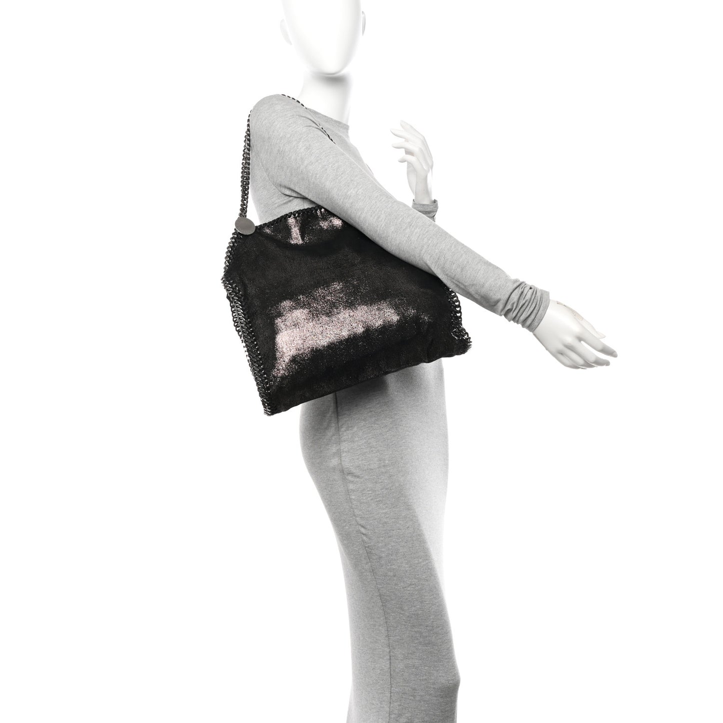 Chamois Shiny Dotted Small Falabella Tote Ruthenium