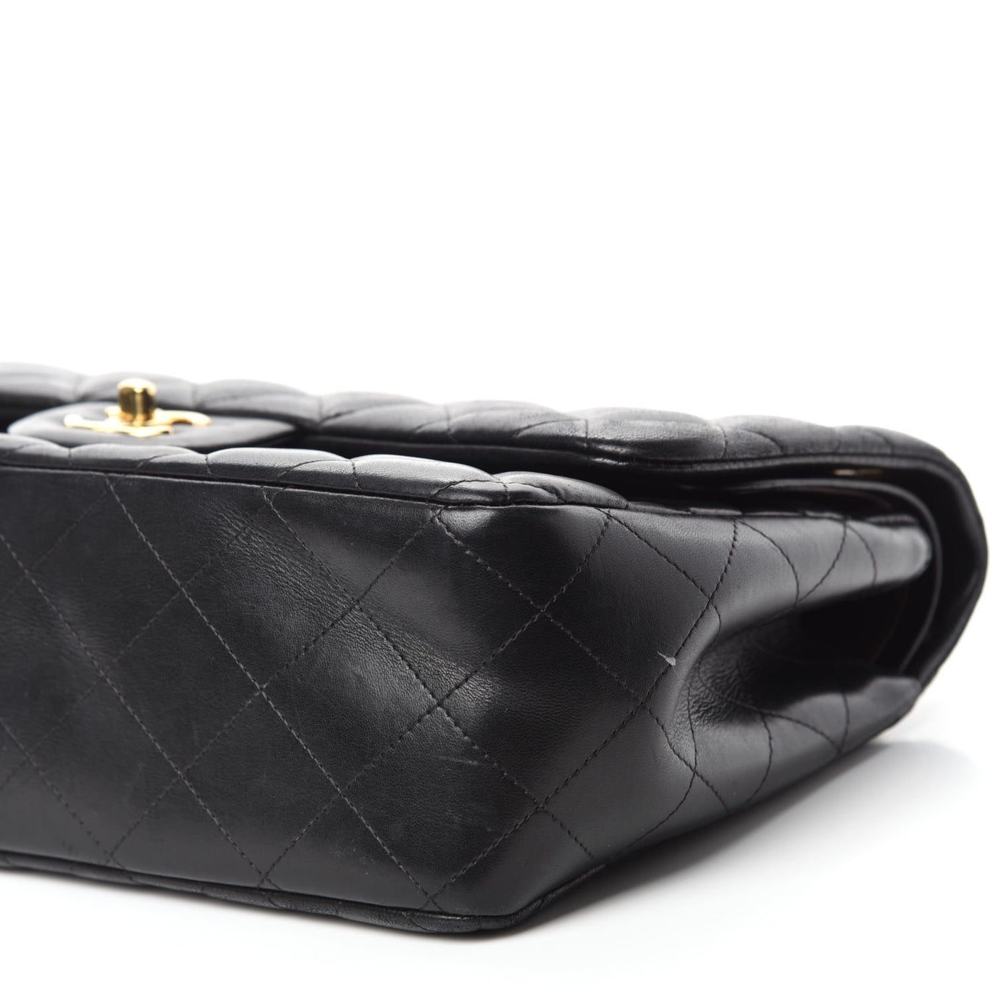 Lambskin Quilted Jumbo Double Flap Black