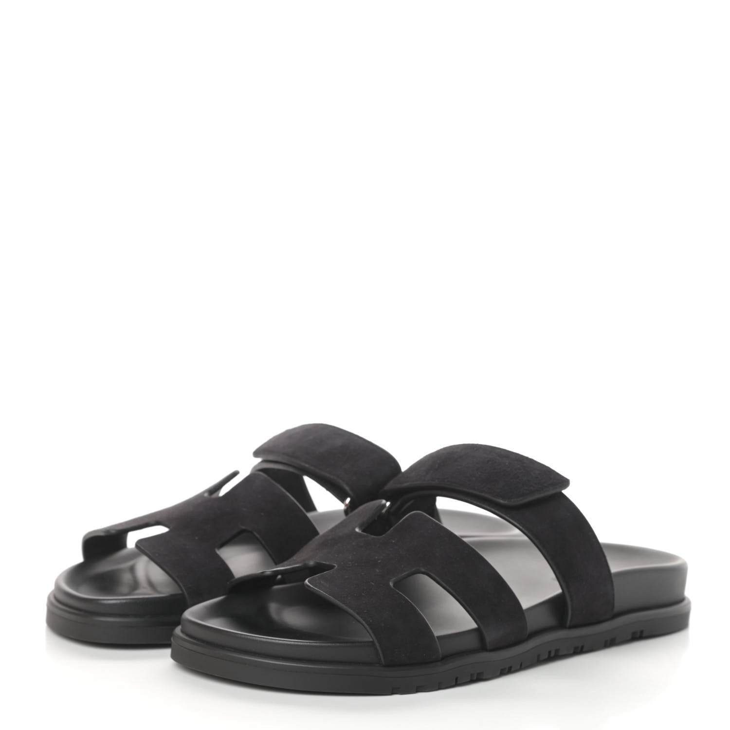 Hermes Suede Goatskin Womens Chypre Sandals 40 Black 3 of 7