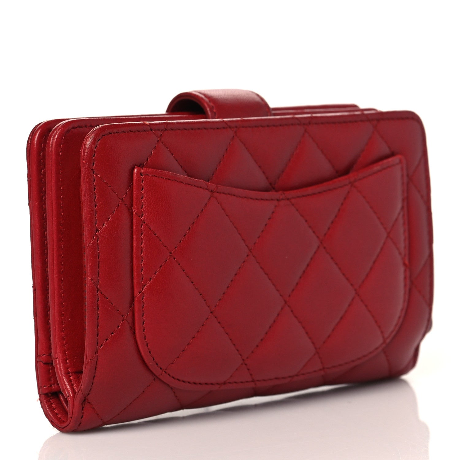 Chanel Lambskin Quilted Zipped Pocket Wallet Red 3 of 9