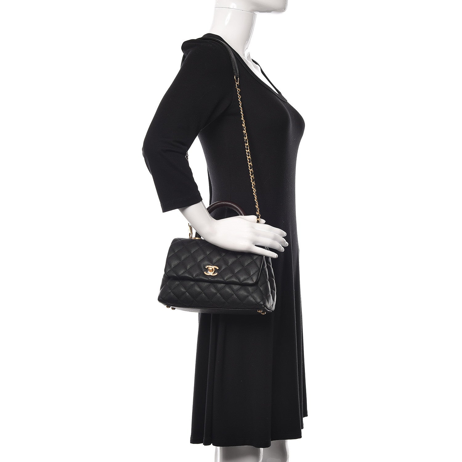 Chanel Caviar Lizard Embossed Quilted Mini Coco Handle Flap Black 2 of 11