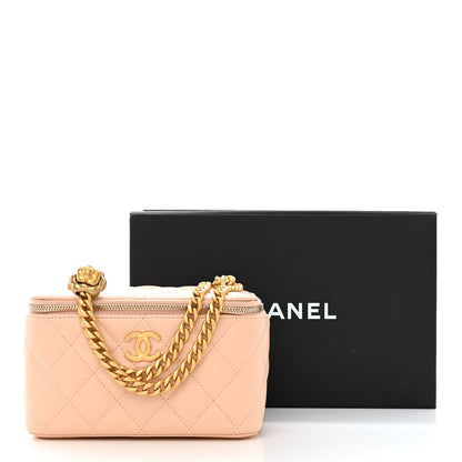 Chanel Lambskin Quilted Sweet Camellia Small Vanity Case With Chain Pink 15 of 15