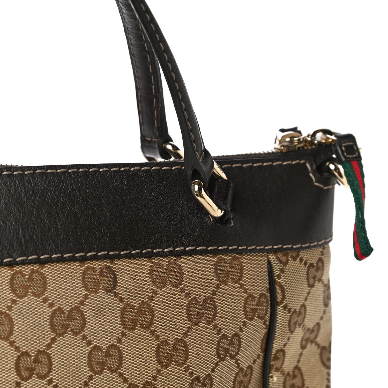 Gucci Monogram Web Mayfair Top Handle Satchel Dark Brown 12 of 14