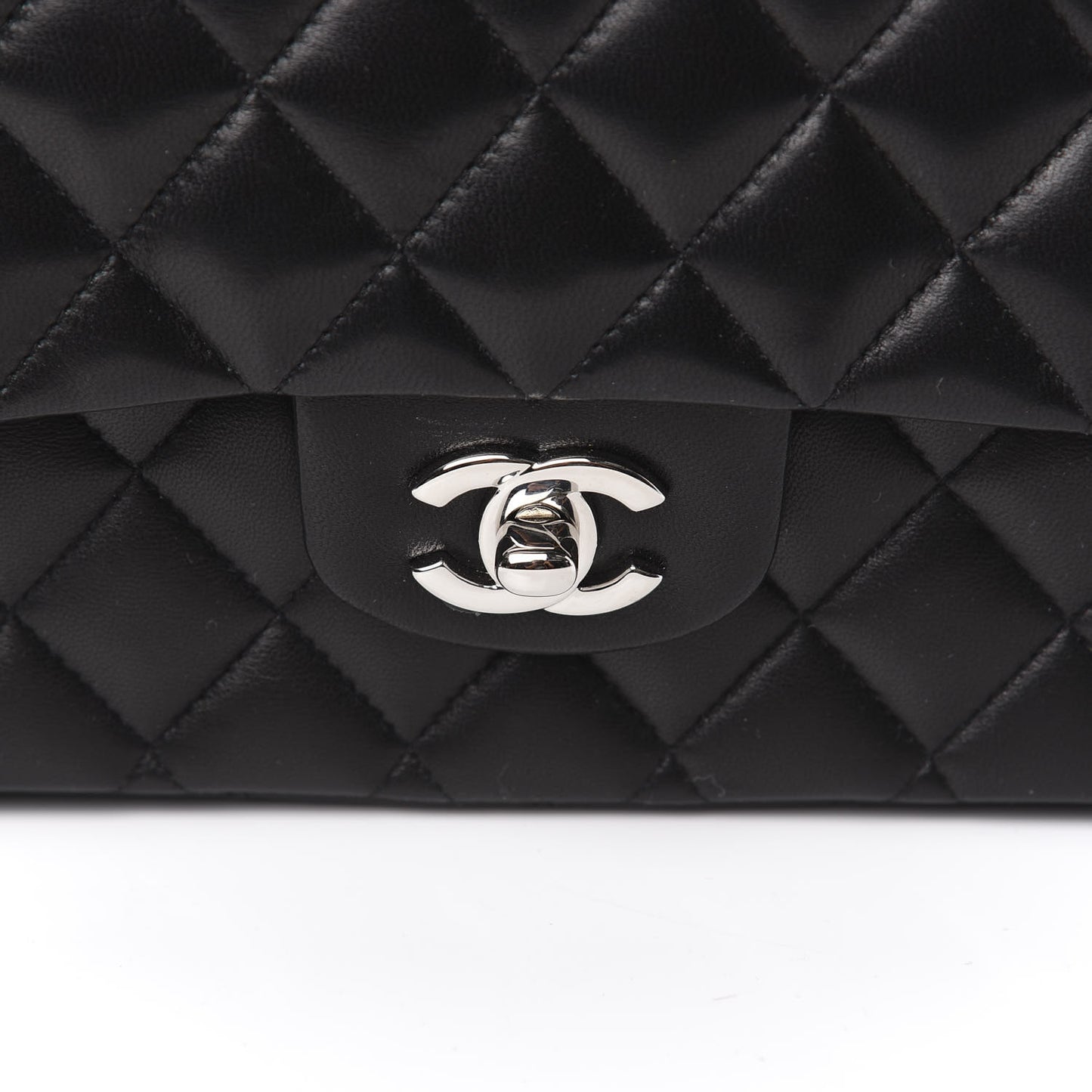 Lambskin Quilted Medium Double Flap Black
