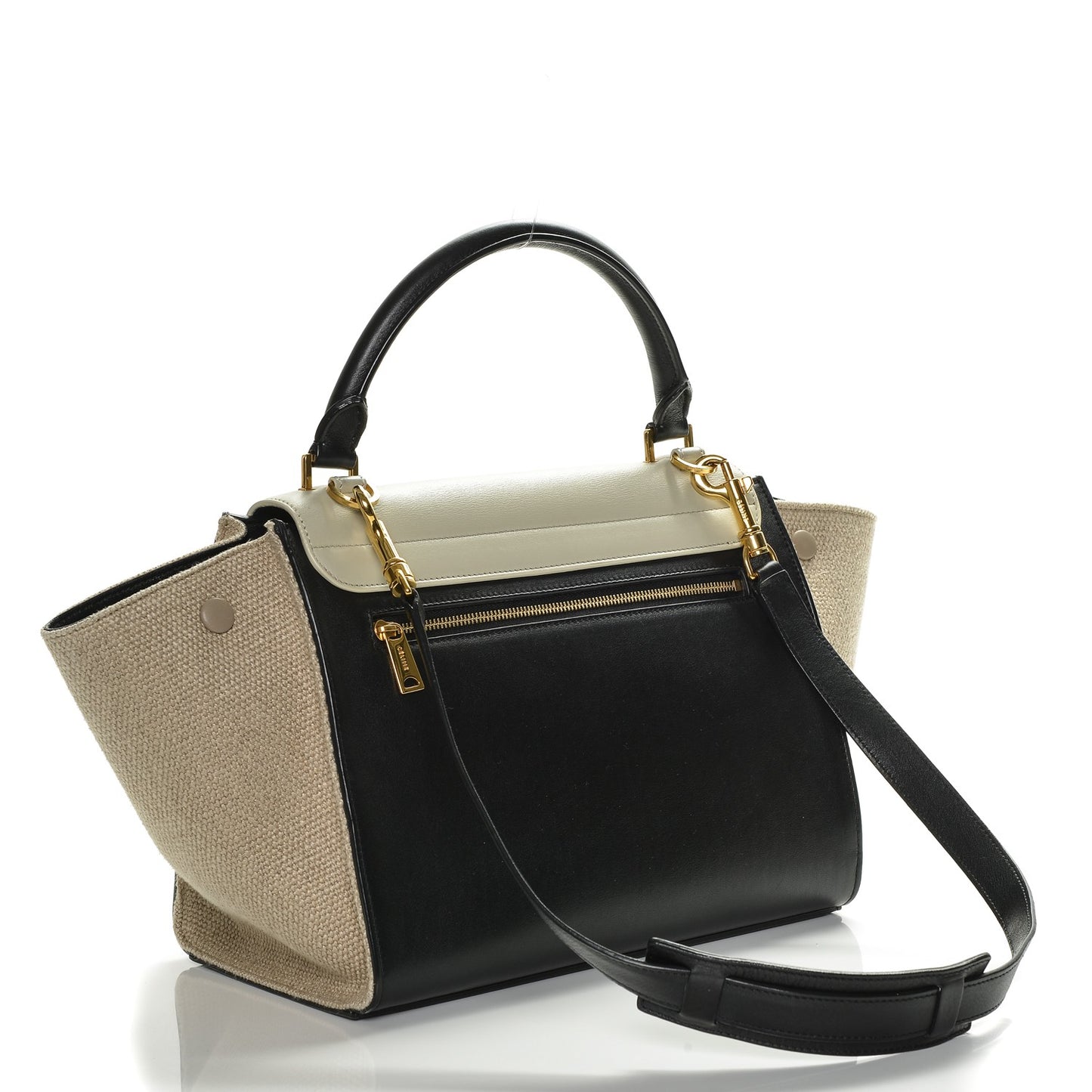 Smooth Calfskin Canvas Small Tri-Color Trapeze Cream