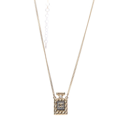 Chanel Crystal Pearl Perfume Bottle CC Necklace Gold 1 of 6