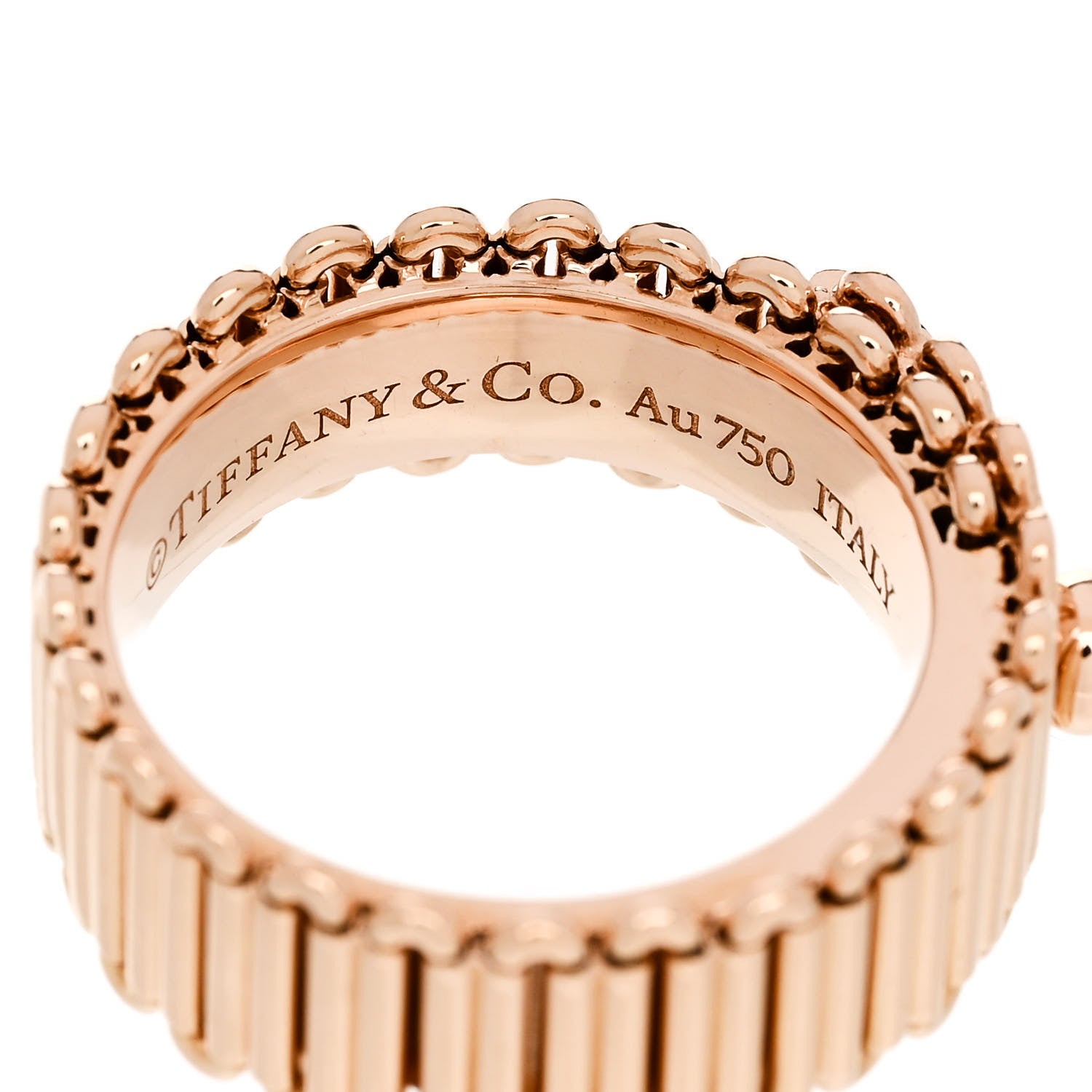 Tiffany 18K Rose Gold Diamond Ribbon Ring 54 6.75 4 of 5