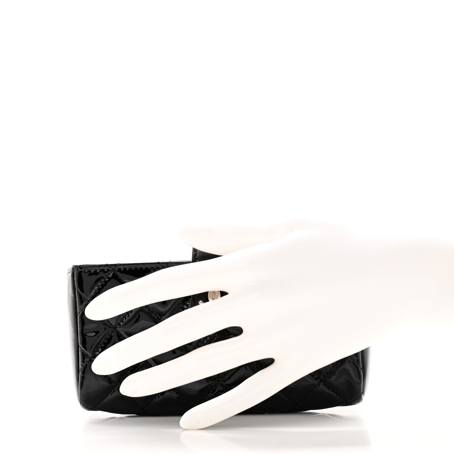 Chanel Patent Quilted Mini Phone Holder Clutch Black 2 of 8