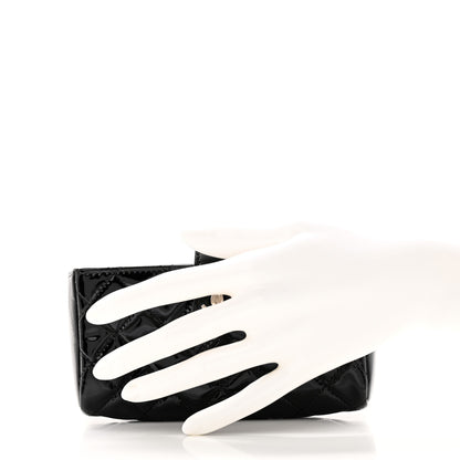 Chanel Patent Quilted Mini Phone Holder Clutch Black 2 of 8