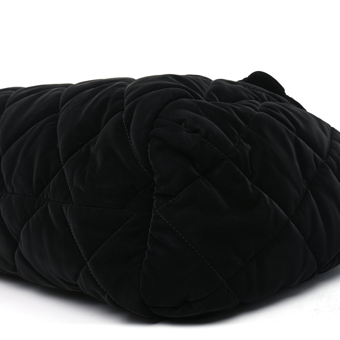 Nylon Velvet Effect Quilted Maxi Bowling Bag Black