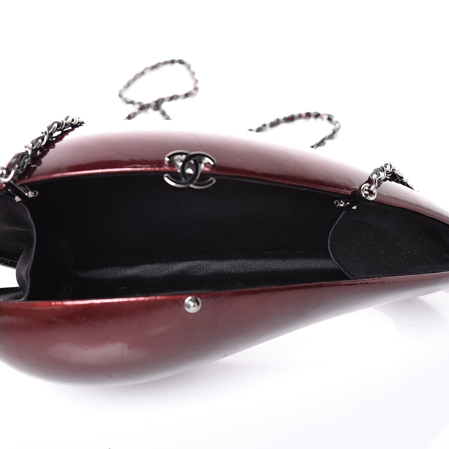 Chanel Patent Minaudiere Clutch Dark Bordeaux 5 of 8