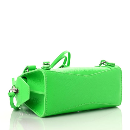 Balenciaga Grained Calfskin Neo Classic Silver Hardware Nano City Crossbody Fluo Green 4 of 8