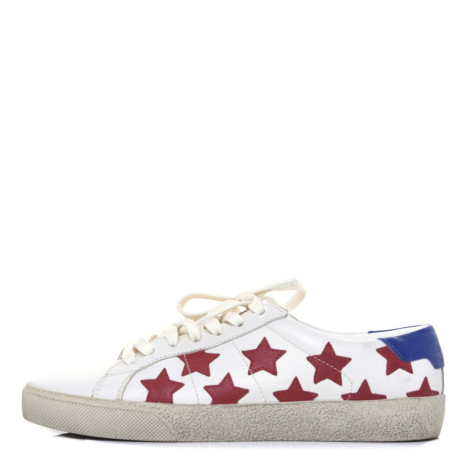 Saint Laurent Calfskin Star Court Sneakers 38.5 White Red 1 of 15
