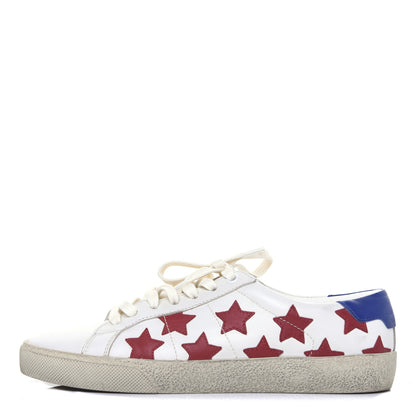 Saint Laurent Calfskin Star Court Sneakers 38.5 White Red 1 of 15