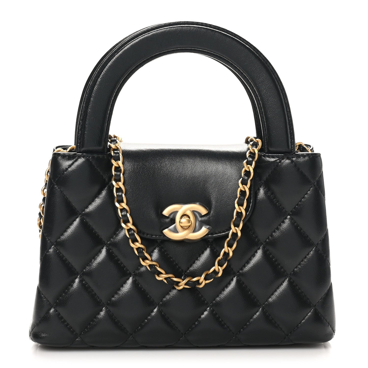 Chanel Shiny Aged Calfskin Quilted Nano Kelly Shopper Black 1 of 10