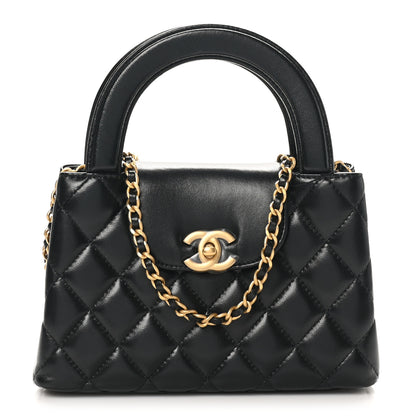 Chanel Shiny Aged Calfskin Quilted Nano Kelly Shopper Black 1 of 10