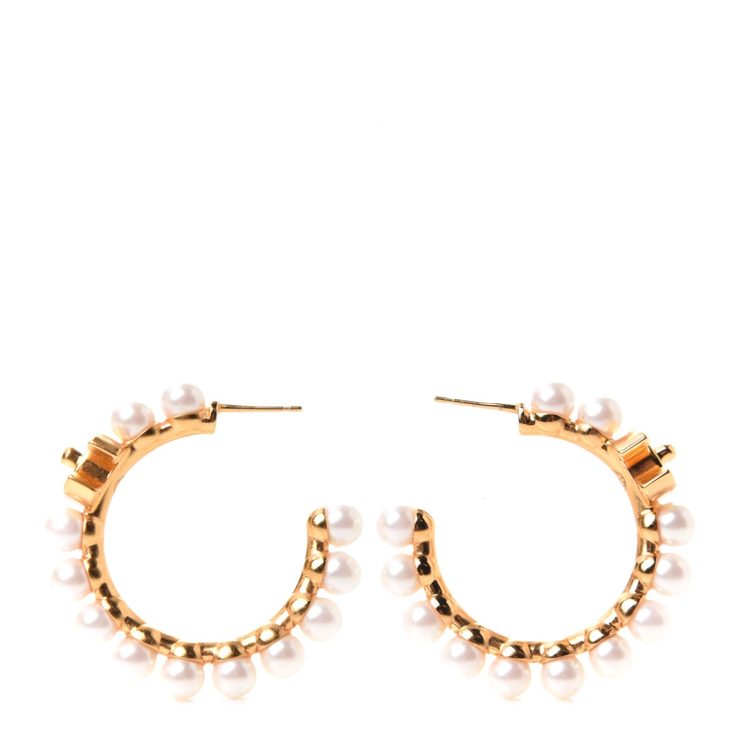 Chanel Pearl CC More Is More Small Hoop Earrings Gold 3 of 5