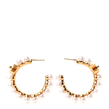 Chanel Pearl CC More Is More Small Hoop Earrings Gold 3 of 5