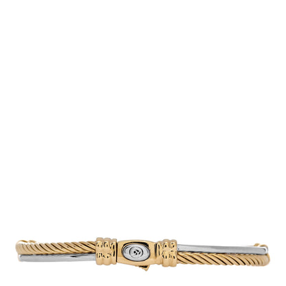 David Yurman 18K White Yellow Gold Diamond Crossover Bracelet 2 of 4