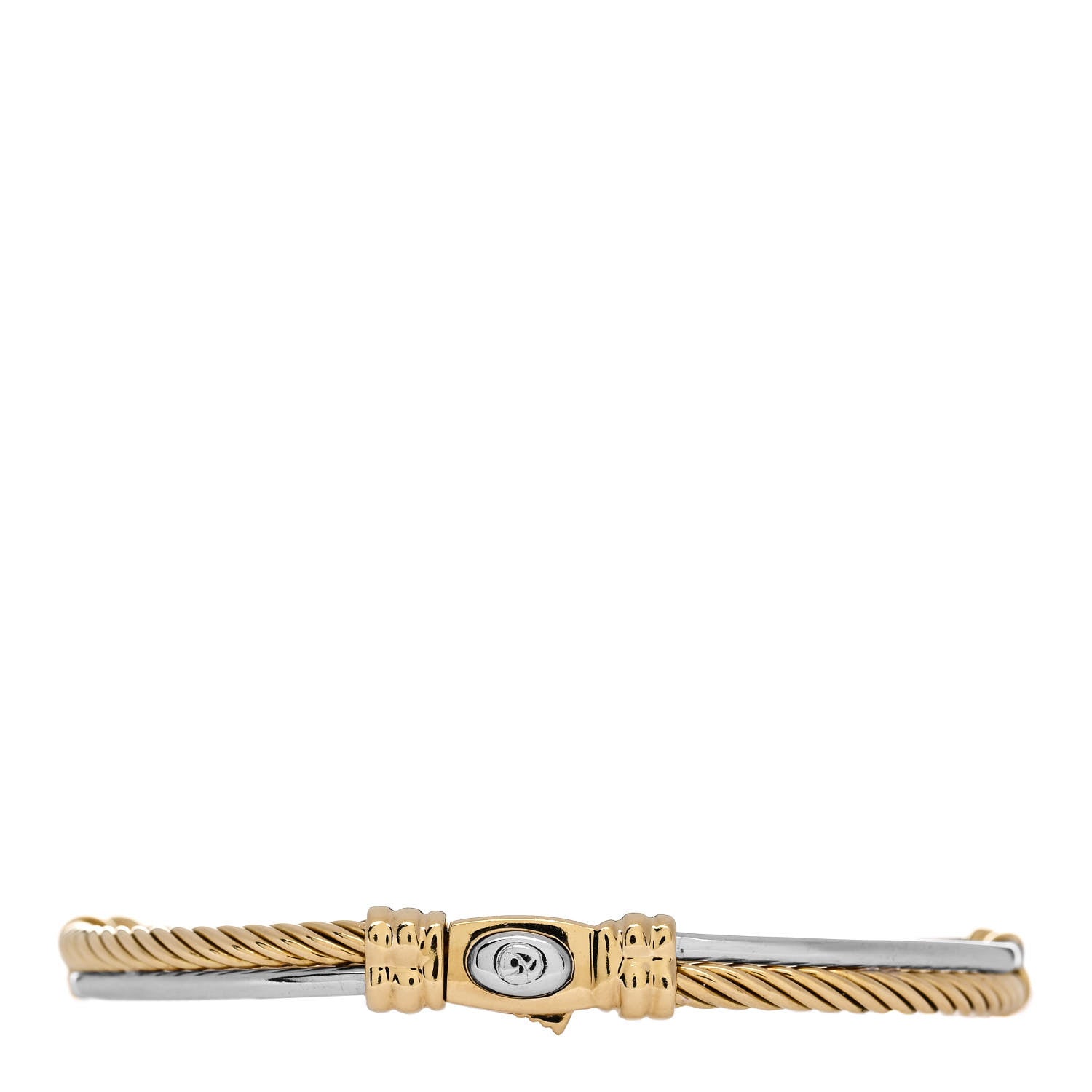 David Yurman 18K White Yellow Gold Diamond Crossover Bracelet 2 of 4
