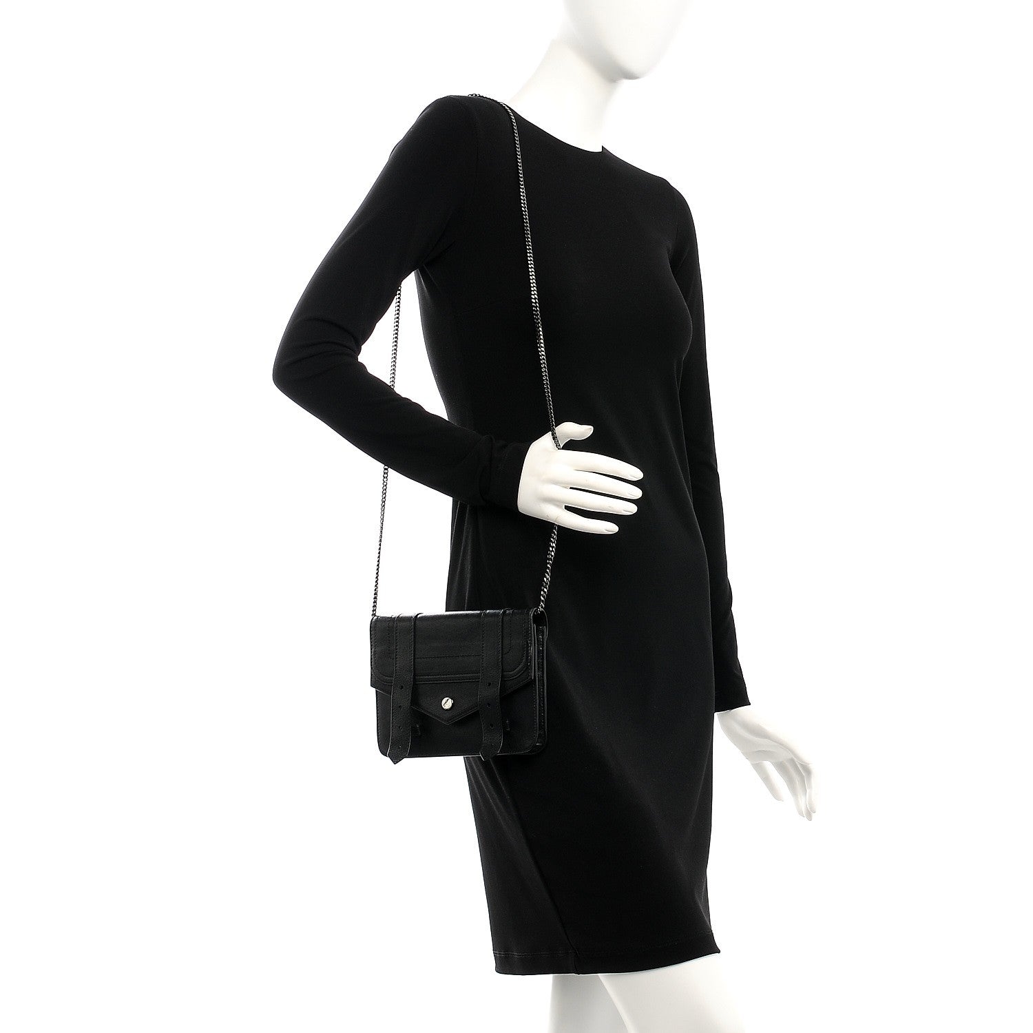 Proenza Schouler Lambskin PS1 Large Chain Wallet Black 2 of 7