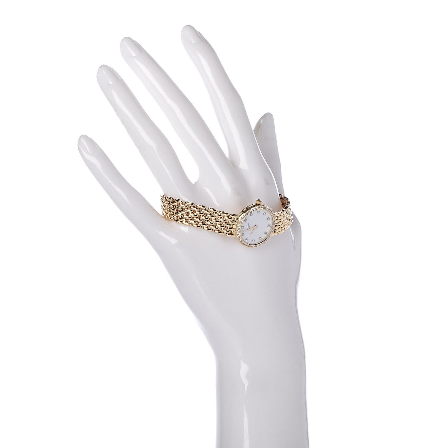 18K Yellow Gold Diamond Bezel 22mm Quartz Watch