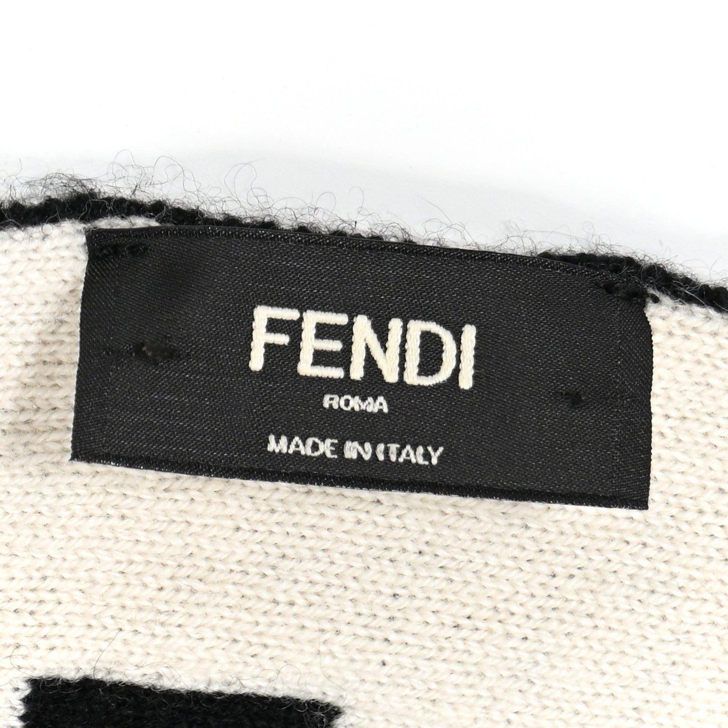 Fendi Cashmere Knit FF Scarf Black White 3 of 7
