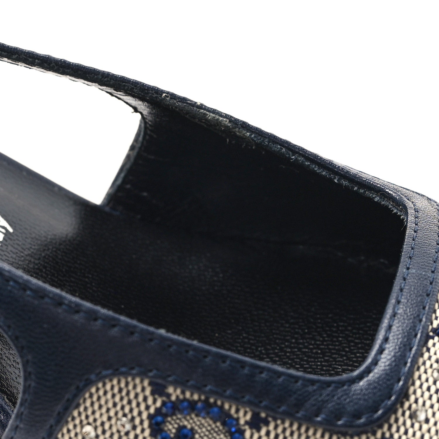 Gucci GG Monogram Malaga Kid Crystal Square G 75mm Slingback Pumps 38 Beige Blue 9 of 10