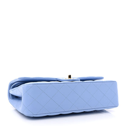 Chanel Lambskin Quilted Medium Double Flap Light Blue 3 of 10