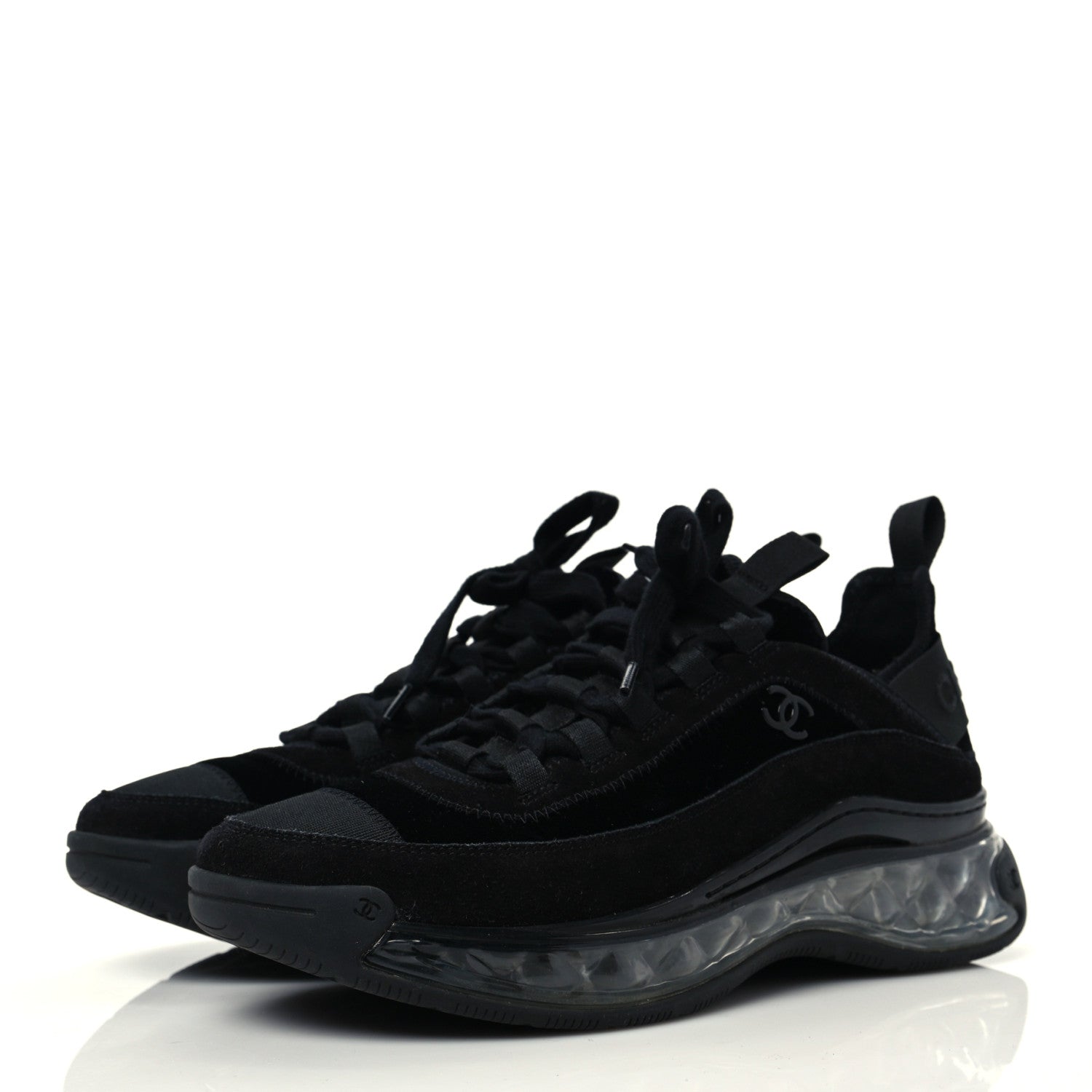 Chanel Velvet Calfskin Mixed Fibers CC Sneakers 39 Black 3 of 9