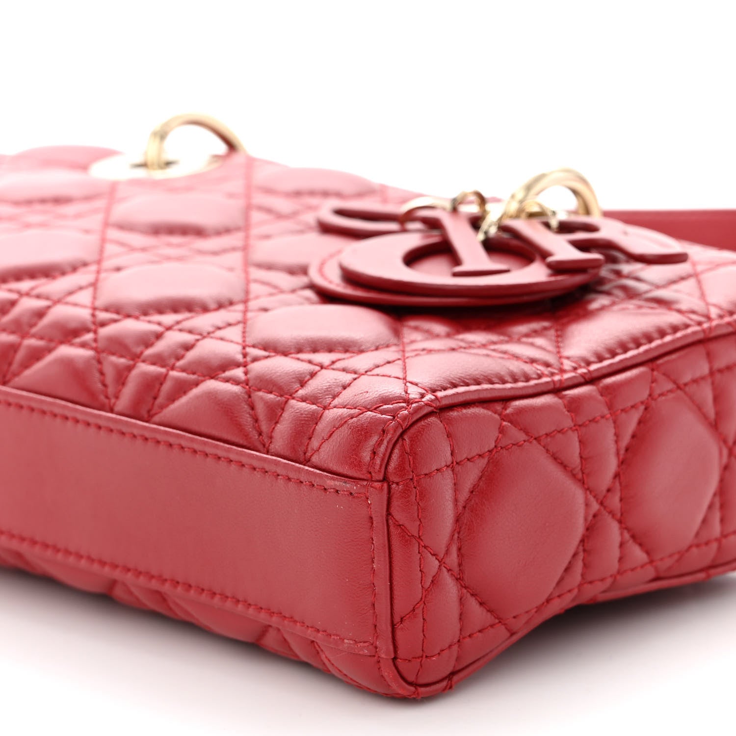 Christian Dior Lambskin Cannage Medium Lady D-Joy Red 9 of 11