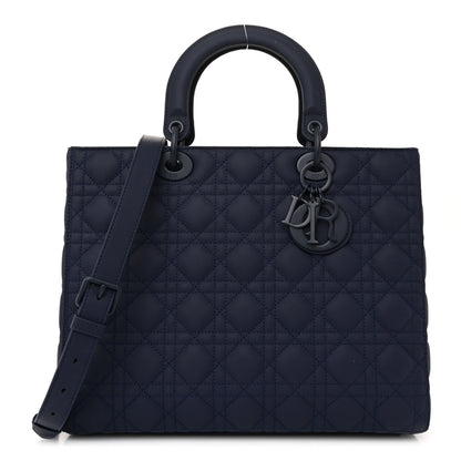Christian Dior Ultra Matte Calfskin Cannage Large Lady Dior Blue 1 of 10