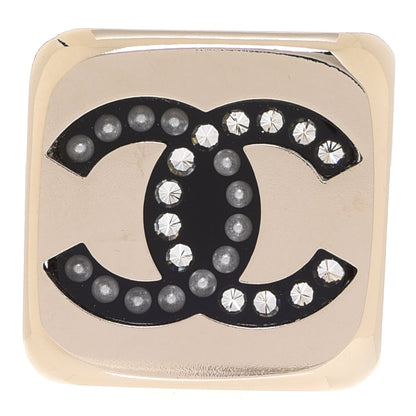Chanel Crystal Pearl Square CC Brooch Gold 1 of 6