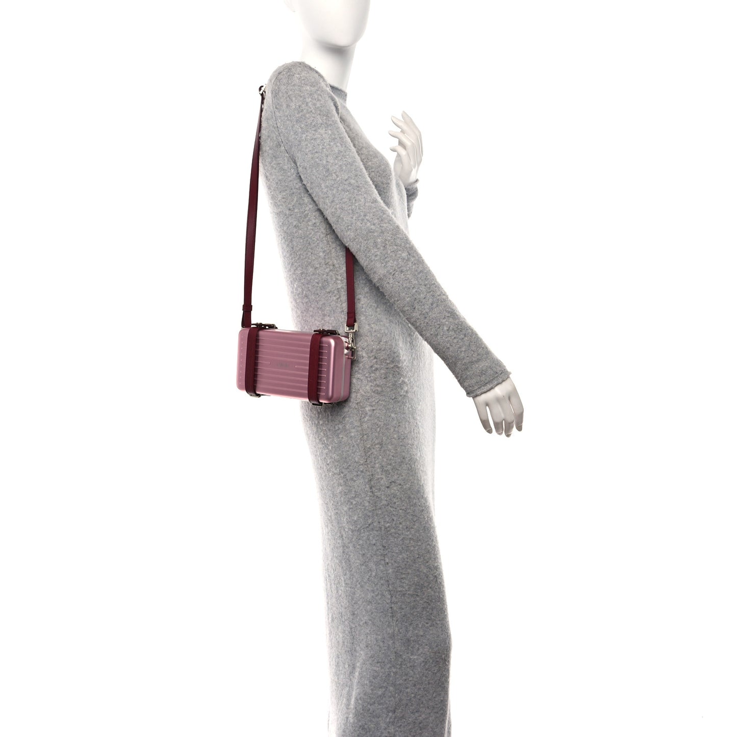 X RIMOWA Aluminum Personal Clutch On Strap Rose