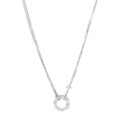 Cartier 18K White Gold 2 Diamond LOVE Necklace 1 of 5