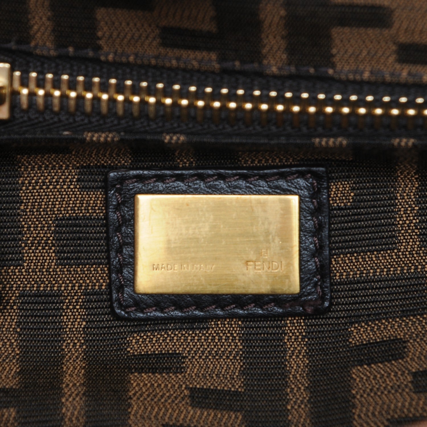 Fendi Goatskin Zucca Medium Peekaboo Iconic Satchel Cuoio Tobacco Moro 6 of 7