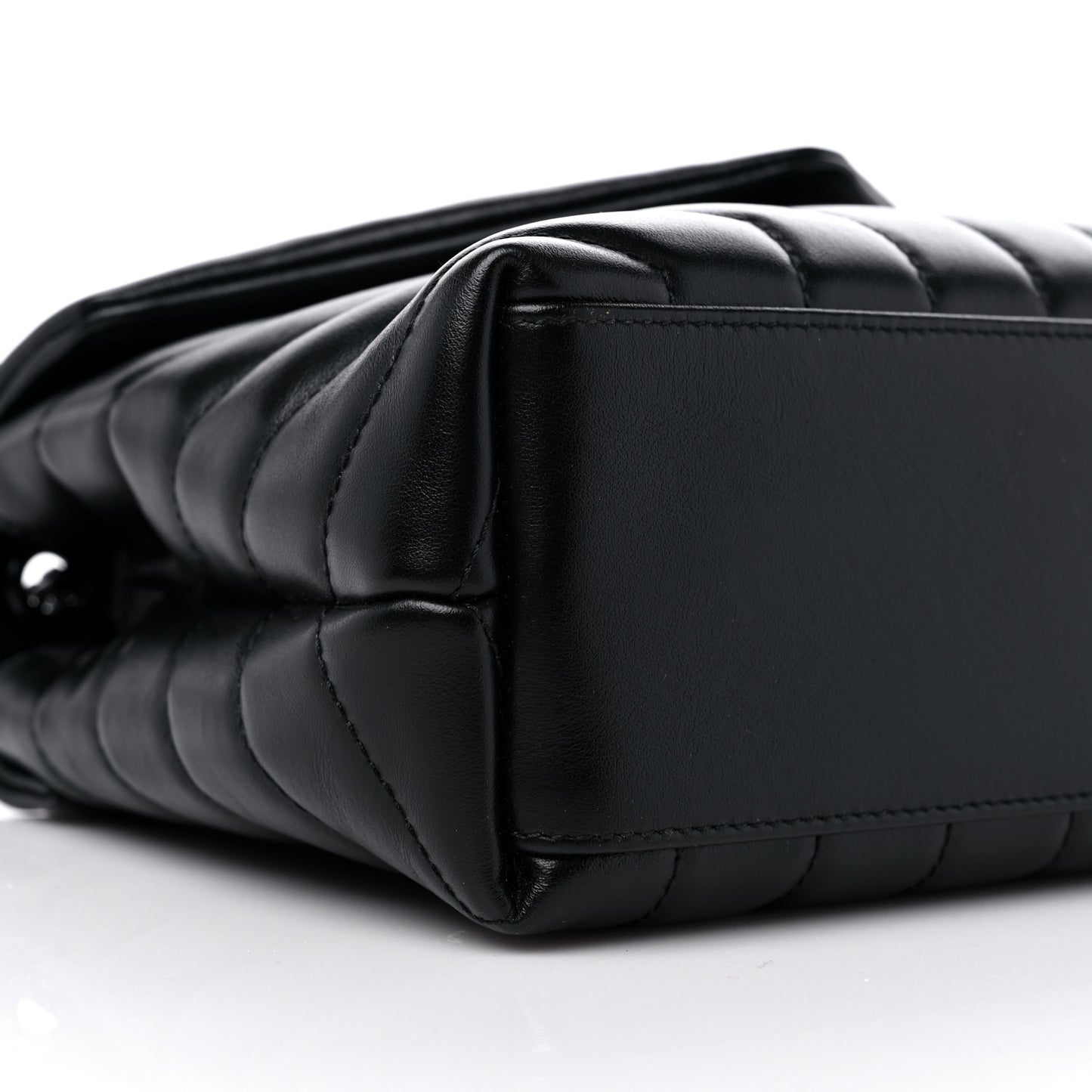 Calfskin Y Quilted Monogram Small Loulou Chain Satchel Black