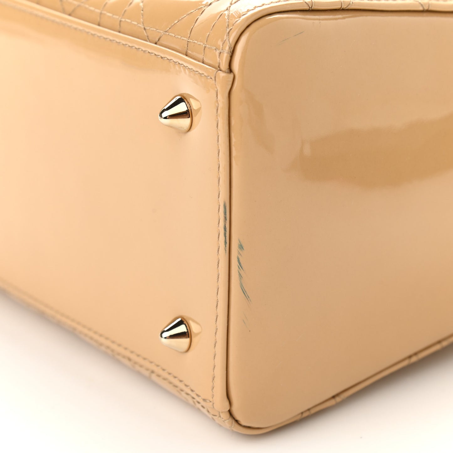 Patent Cannage Medium Lady Dior Beige