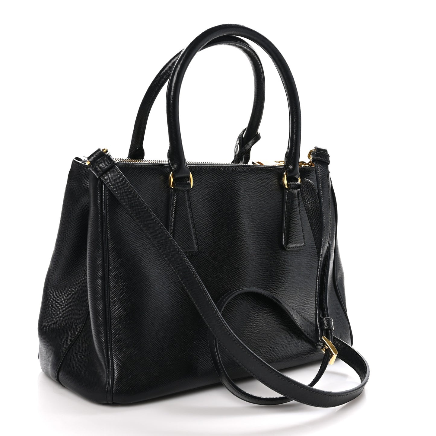 Saffiano Small Galleria Double Zip Tote Black