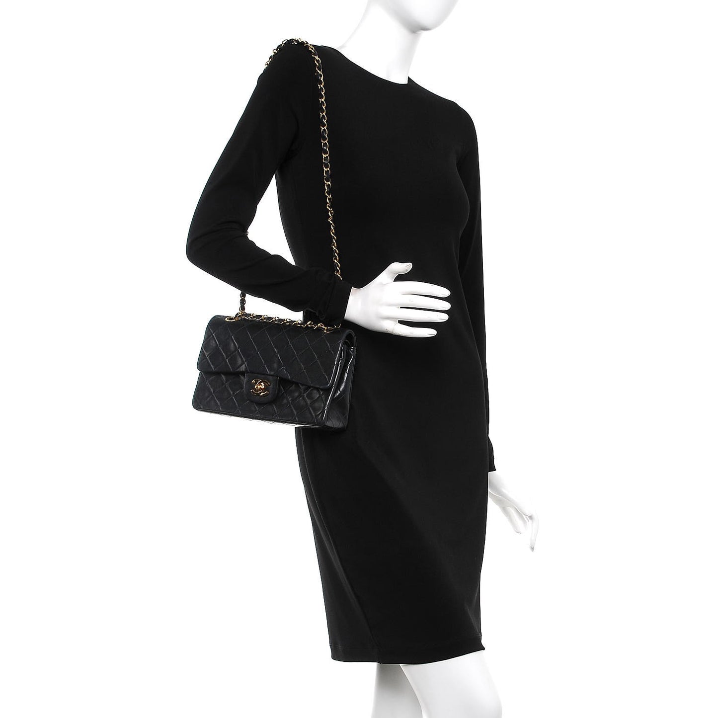 Lambskin Quilted Small Double Flap Black
