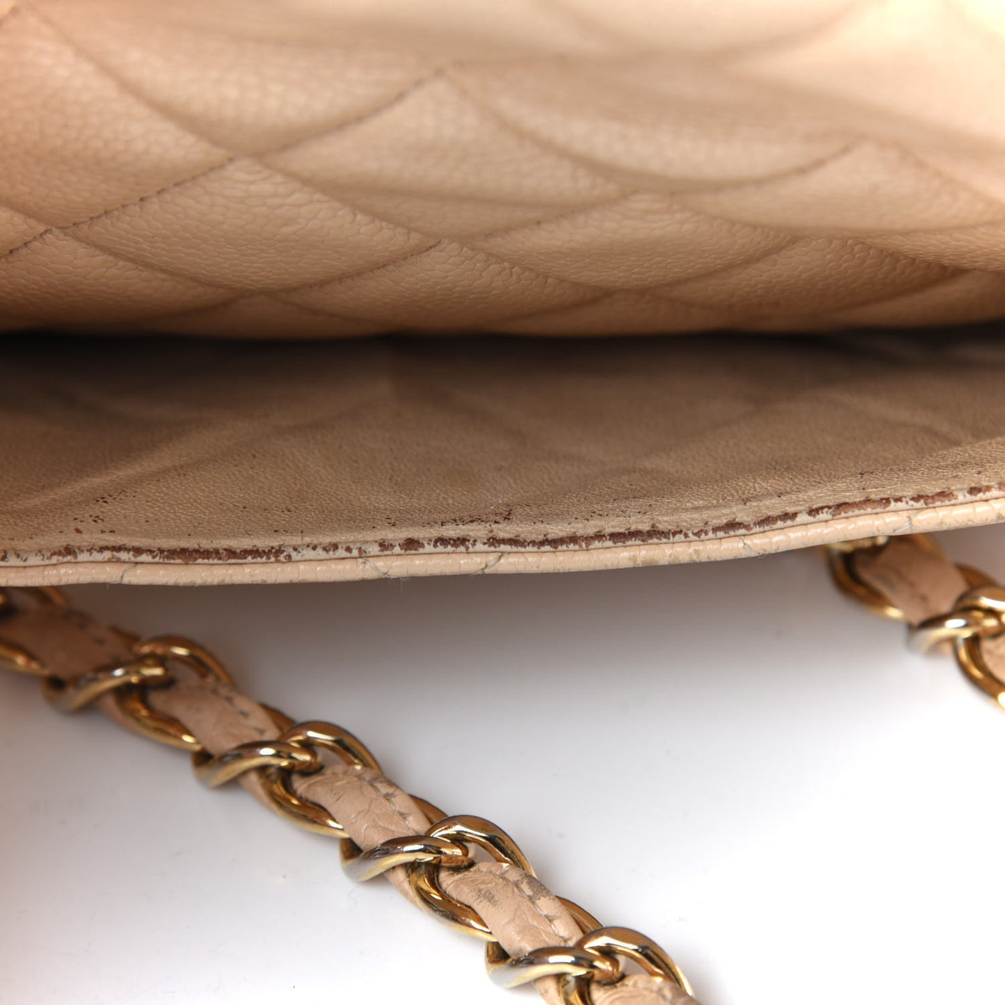 Caviar Quilted Jumbo Single Flap Beige Clair