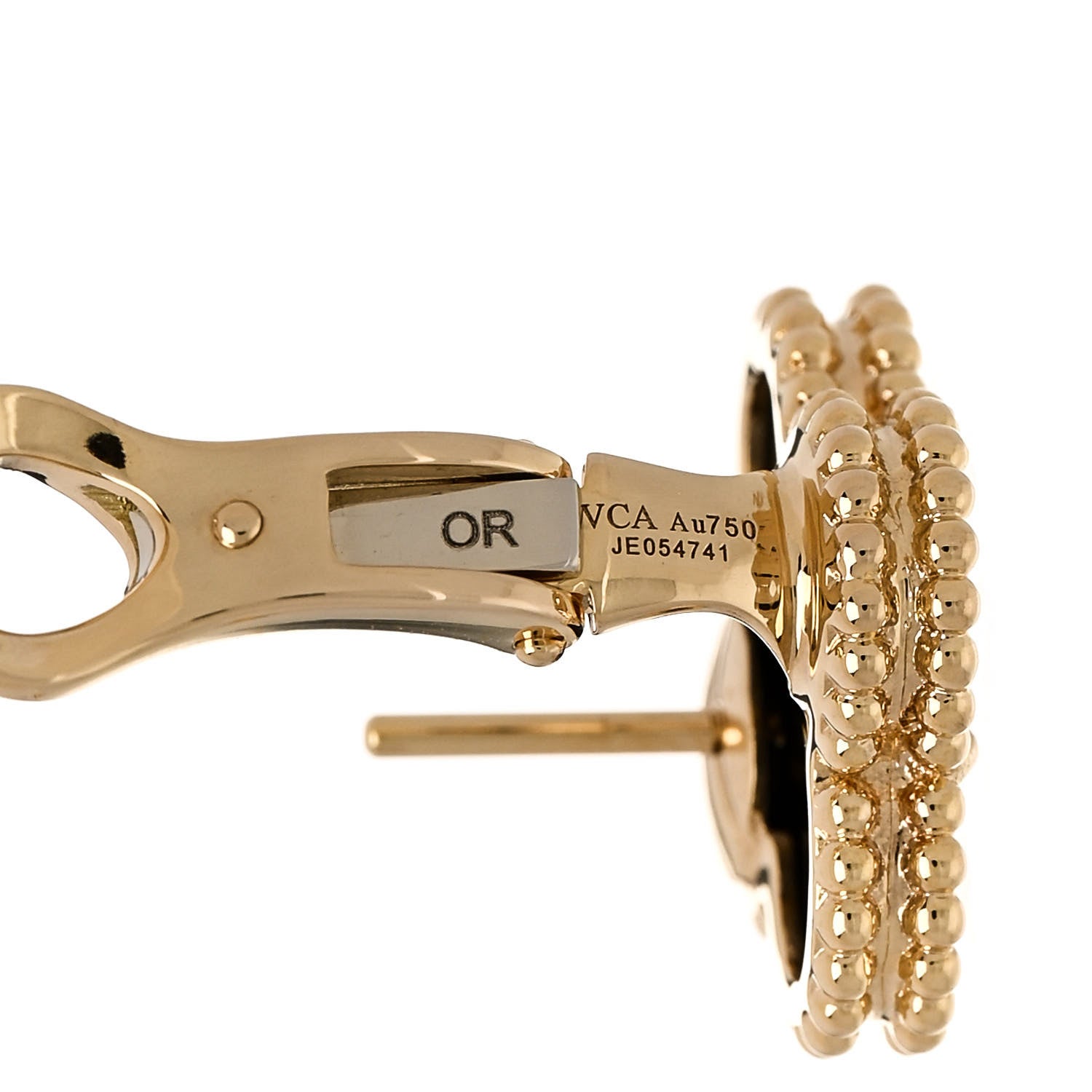 Van Cleef & Arpels 18k Yellow Gold Black Onyx Vintage Alhambra Earrings 4 of 4