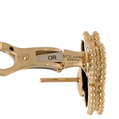 Van Cleef & Arpels 18k Yellow Gold Black Onyx Vintage Alhambra Earrings 4 of 4