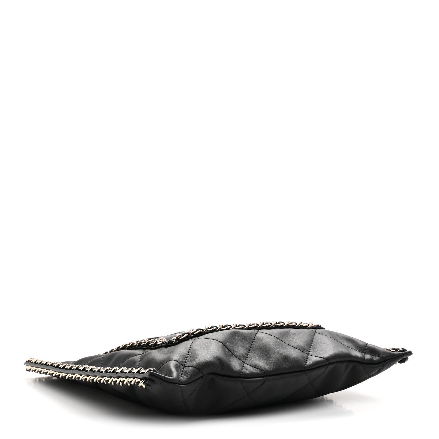 Chanel Calfskin Quilted Chain Flat Tote Black 4 of 11