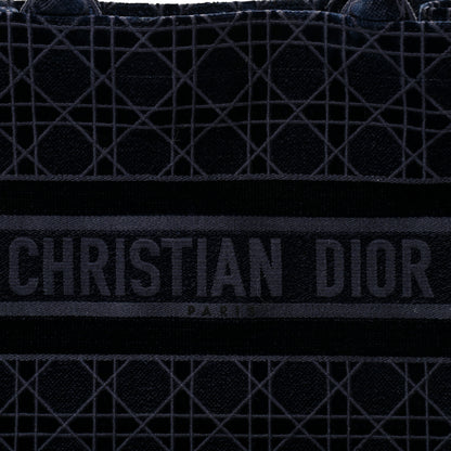 Christian Dior Velvet Cannage Medium Book Tote Navy Blue 8 of 12