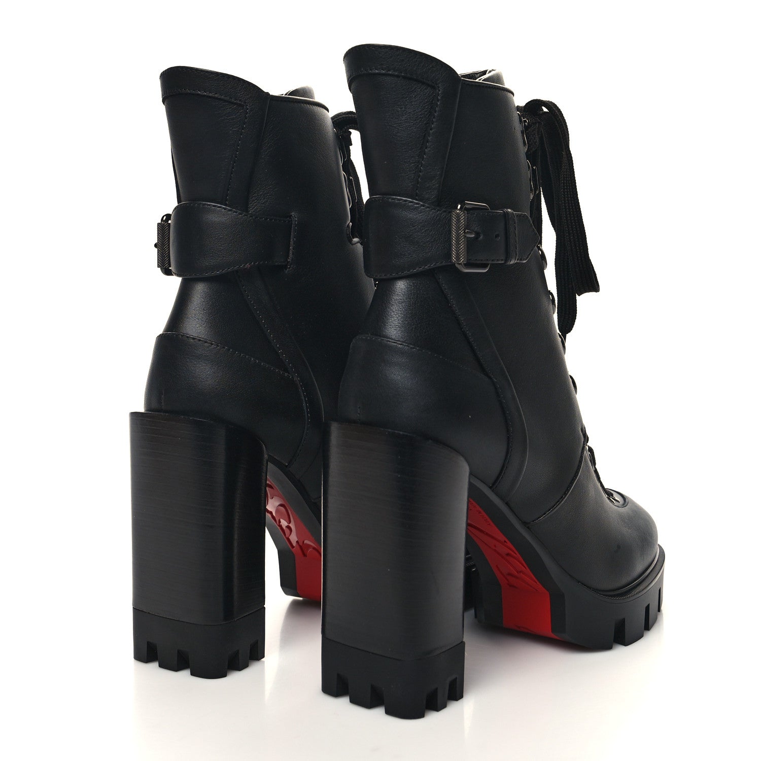 Christian Louboutin Calfskin Macademia 100 Biker Platform Boots 35 Black 4 of 7
