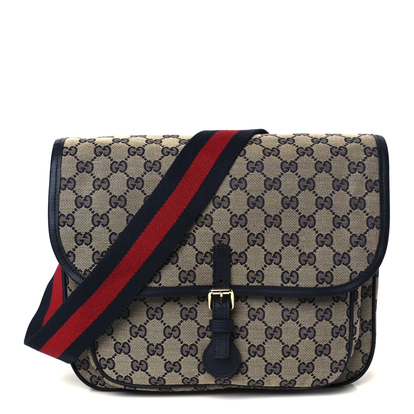 Monogram Web Childrens Messenger Bag Beige Blue