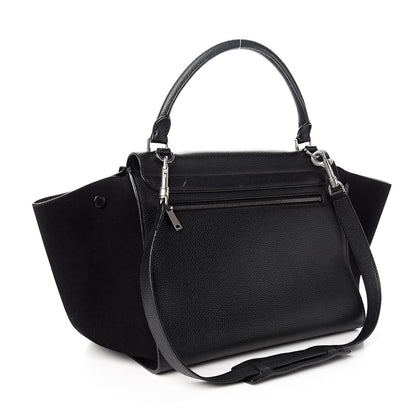 Celine Drummed Calfskin Suede Medium Trapeze Black 2 of 13