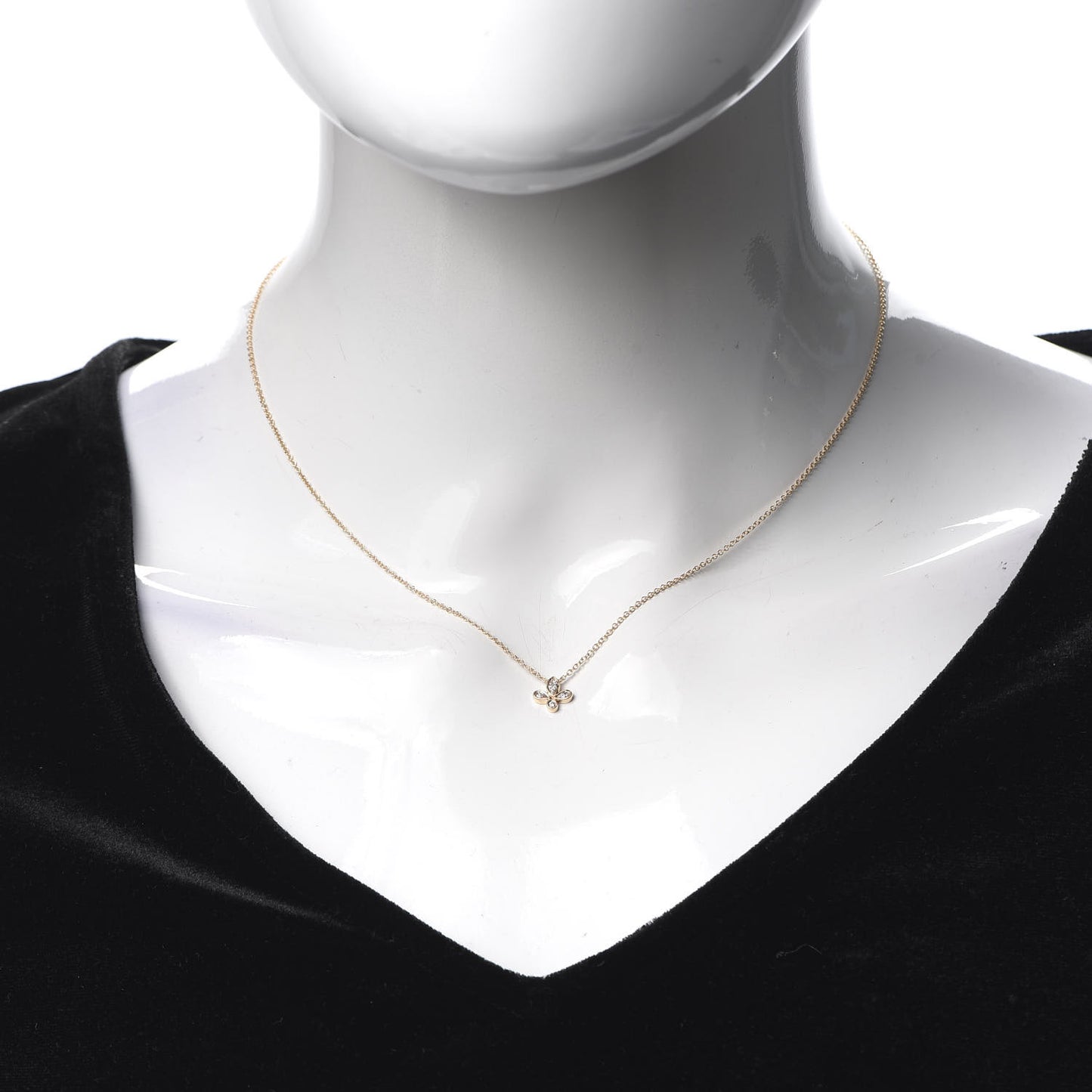 18K Rose Gold Diamond Fleur de Lis Pendant Necklace